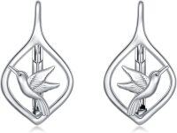 wholesale 925 Sterling Silver Pink Angel Wing Rabbit Hoop Earrings for Women Gifts-Hummingbird