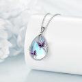 wholesale 925 Sterling Silver Purple Butterfly Teardrop Pendant Necklace for Women-0-4