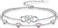 wholesale  925 Sterling Silver & Birthstone Crystal Infinity Heart Bracelet with Adjustable Chain for Women-0-0