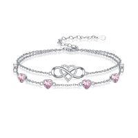 wholesale 925 Sterling Silver Heart Infinity Bracelet-10-Oct.-Pink T