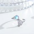 wholesale 925 Sterling Silver 925 Sterling Silver Moonstone Celtic Wolf Howling Adjustable Ring-0-1