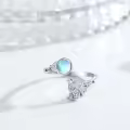 wholesale 925 Sterling Silver 925 Sterling Silver Moonstone Celtic Wolf Howling Adjustable Ring-0-1
