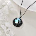 wholesale 925 Sterling Silver Moonstone Starry Night Black Cat Pendant Necklace for Women - Cat Lovers' -0-4