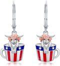 wholesale Metal Stone 4th of July Patriotic Dangle Earrings for Women-0-6
