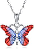 wholesale 925 Sterling Silver Purple & Yellow Enamel Butterfly Pendant Necklace for Women Gifts-0-18