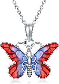 wholesale 925 Sterling Silver Purple & Yellow Enamel Butterfly Pendant Necklace for Women Gifts-RP