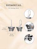 wholesale 925 Sterling Silver Butterfly Skull Drop Earrings with Red Stone and Black Enamel-0-1