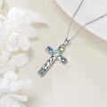 wholesale 925 Sterling Silver Abalone Shell Mountain Cross Pendant Necklace-0-4