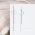 wholesale 925 Sterling Silver Circle Beaded Drop Earrings - Elegant Long Dangles for Women's Gifts (Wedding/Christmas)-0-2