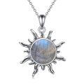 wholesale 925 Sterling Silver Labradorite Sun Pendant Necklace for Women-0-0
