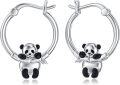 wholesale 925 Sterling Silver Cute Panda Bear Huggie Hoop Earrings for Girls and Women - Adorable Animal  Idea-0-0