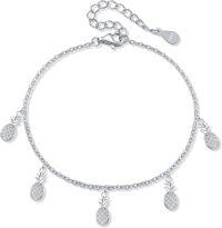 wholesale 925 Sterling Silver Pineapple Charm Anklet - Summer Beach Jewelry for Women-Pineapple