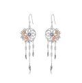 wholesale 925 Sterling Silver Dreamcatcher Rose Gold Flower Feather Drop Earrings-0-34