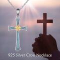 wholesale 925 Sterling Silver Blue Abalone Shell Star Cross Pendant Necklace-0-2