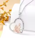 TOUPOP Sterling Silver & Stone Mom Daughter Necklace, I Love You Mom Jewelry Gift-0-3