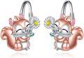 wholesale 925 Sterling Silver Leverback Earrings with Squirrel and Daisy Design for Women-0-0