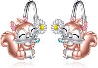 wholesale 925 Sterling Silver Leverback Earrings with Squirrel and Daisy Design for Women-Fox daisy