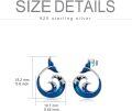 wholesale 925 Sterling Silver Blue Enamel Ocean Wave Stud Earrings-0-5