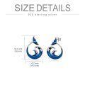 wholesale 925 Sterling Silver Blue Wave Earrings Wholesale With Enamel And Rhinestone Details-0-5