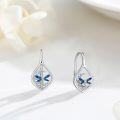 wholesale 925 Sterling Silver Blue Moonstone Dragonfly Leverback Drop Earrings for Women Girls  4cm Long-0-1