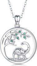wholesale 925 Sterling Silver Tree of Life Necklace Pendant with Elephant and Leaves s for Women Daughter-0-0