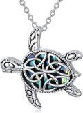 wholesale TOUPOP Fashion Sea Turtle Necklace For Women S925 Sterling Silver Ocean Jewelry Sea Turtle Gifts Celtic Pendant With Abalone Oxidized Vintage Christmas Gifts -0-0
