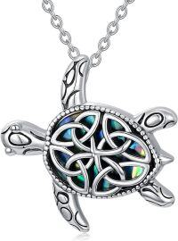 wholesale TOUPOP Fashion Sea Turtle Necklace For Women S925 Sterling Silver Ocean Jewelry Sea Turtle Gifts Celtic Pendant With Abalone Oxidized Vintage Christmas Gifts -undefined