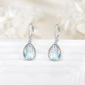 wholesale 925 Sterling Silver Teardrop Moonstone Tree of Life Drop Earrings with Leverback Closure - Lavender and Blue Color-0-2