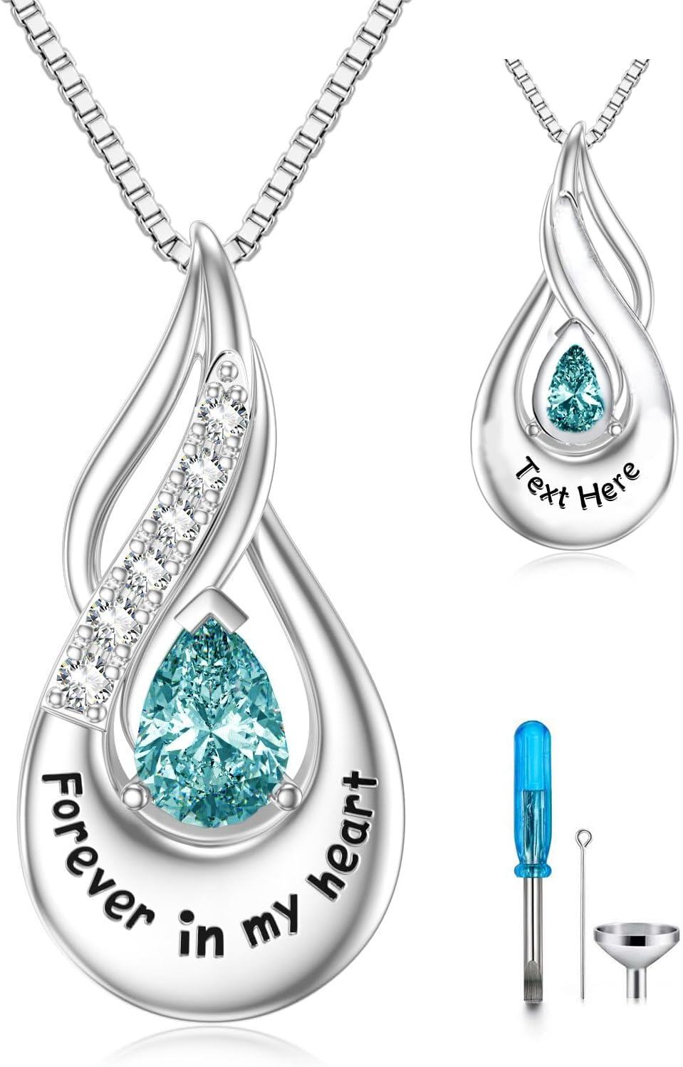 Sterling Silver Moonstone Opal Turquoise Larimar Black Onyx Cremation Jewelry for Ashes-A 12-Dec-Blue Topaz-A 12-Dec-Blue Topaz Custom-A 12-Dec-Blue Topaz-Non-custom-Custom-A 12-Dec-Blue Topaz Non-custom