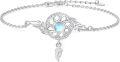 wholesale 925 Sterling Silver Moonstone Feather Dreamcatcher Adjustable Bracelet 8-14cm -0-0