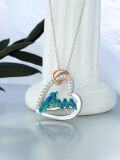 wholesale 925 Sterling Silver Heart-Shaped Pendant Necklace with Birds and Cub Design - Mother's Day Gift-0-1
