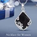wholesale 925 Sterling Silver Black Onyx Vine Leaf Pendant Necklace For Women-0-2