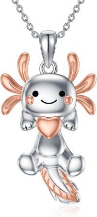 wholesale 925 Sterling Silver Axolotl Pendant Heart Charm Necklace for Women Girls Gift-Axolotl-2