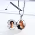 wholesale 925 Sterling Silver Personalized Photo Frame Round Wolf Head Charm Pendant Necklaces for Women Men  48cm Chain Length-0-1