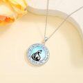 wholesale 925 Sterling Silver Blue Agate Fox Pendant Necklace for Women Girls  45cm Chain Length-0-3