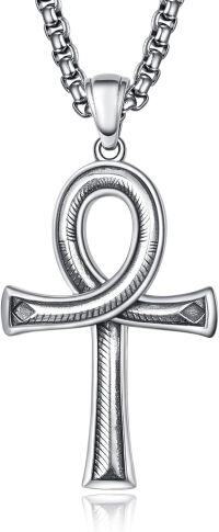 wholesale 925 Sterling Silver Ankh Cross Pendant Necklace for Men & Women - Egyptian Symbol of Life and Immortality s-B-Ankh Cross(silver)