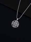 wholesale 925 Sterling Silver Celtic Knot Circle Pendant on  Rolo Chain Necklaces with Black Stone and Triquetra Design for Men & Women Christian  Ideas-0-3