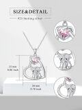 wholesale 925 Sterling Silver Pink Crystal Scottish Highland Cow Heart Necklace for Women Girls Gifts from Scotland-0-1
