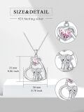 wholesale 925 Sterling Silver Pink Crystal Scottish Highland Cow Heart Necklace for Women Girls Gifts from Scotland-0-1