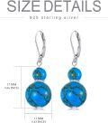 wholesale 925 Sterling Silver & Turquoise Bead Dangle Earrings, Hypoallergenic, Gift Box-0-4