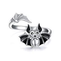 wholesale 925 Sterling Silver Skull And Rose Rings Wholesale With Crystal Center-Bat