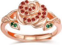 wholesale Sterling Silver Rose Gold Birthstone Adjustable Ring for Women-01 Jan - Garnet