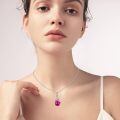 TOUPOP Sterling Silver Pink Crystal June Birth Flower Rose Pendant Necklace-0-2