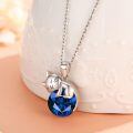 wholesale 925 Sterling Silver Cat Mom Baby Sleeping With Yellow Crystal Pendant Necklace-0-52