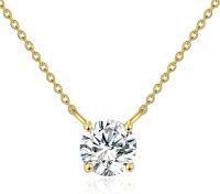wholesale 14K Gold Chain with Round Cut Moissanite Solitaire Pendant (0.5 ct) - 18 + Extender-0.5CT Yellow Gold