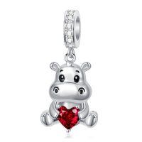 wholesale 925 Sterling Silver Birthstone Hippo Charm for Bracelets Jewelry-01-Jan-Hippo