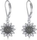 wholesale 925 Sterling Silver Sunflower Drop Earrings with Leverbacks-0-0