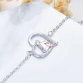 wholesale 925 Sterling Silver Heart-Shaped Girl and Cat Charm Bracelet with Cubic Zirconia Stones for Women-0-5