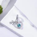 wholesale 925 Sterling Silver Birthstone Heart Charm with Airplane Charms for Anklets Women Mom Lover-0-2