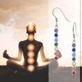 wholesale 925 Sterling Silver Rainbow Seven Chakra Healing Gemstone Dangle Earrings for Women Ladies Reiki Meditation Balancing Gifts-0-5